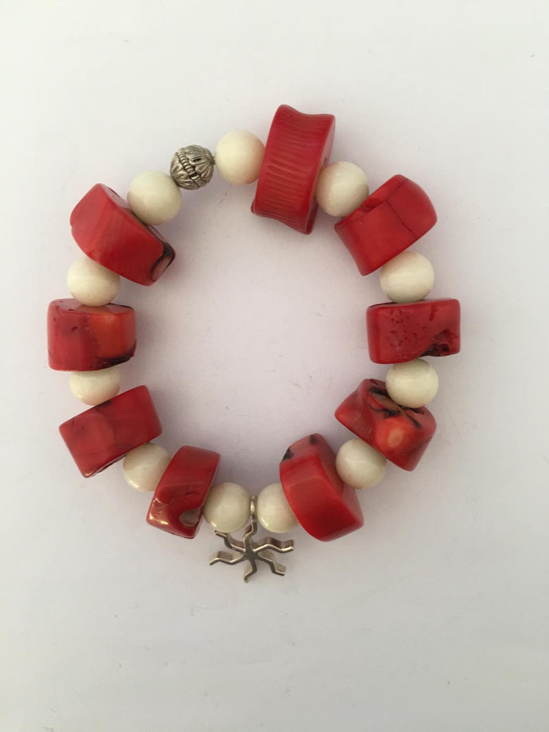 READY TO SHIP Freshwater Pearl Red Coral Bracelet - FJD$